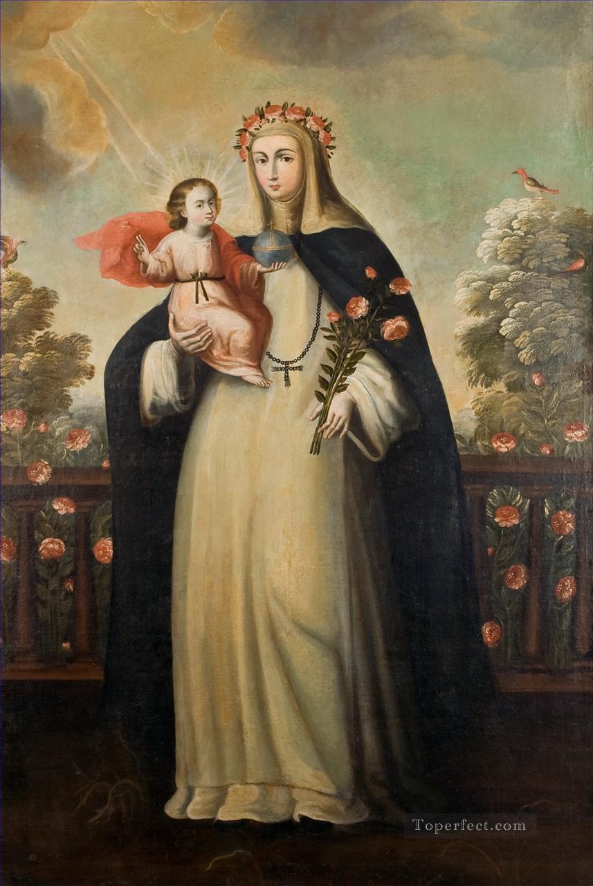 Saint Rose von Lima mit dem Kind Jesus Religiosen Christianity Ölgemälde